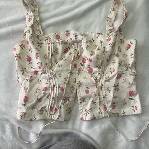 House of CB Floral Pink and Cream Tank Top